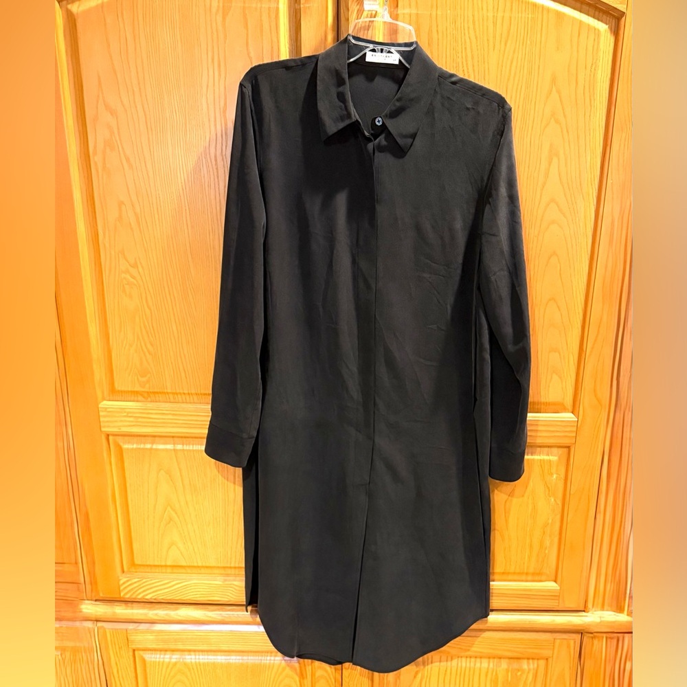 Equipment Femme Black Silk Midi Dress Size Small